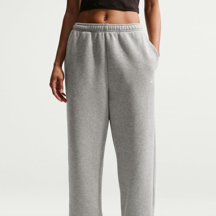 Pantaloni spotivi de dame Nike Studio Fleece Medium Weight Dark Grey Heather/Sail, s.S