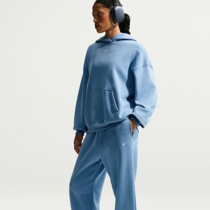Pantaloni spotivi de dame Nike Studio Fleece Medium Weight Work Blue/Sail, s.M