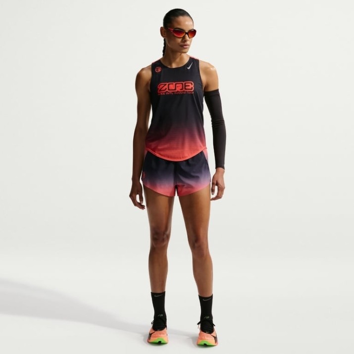 Pantaloni scurți dame Nike Aero Swift Dri-FIT ADV 3 Brief-Lined Running Black/Bright Crimson/Metallic Silver, s.XS