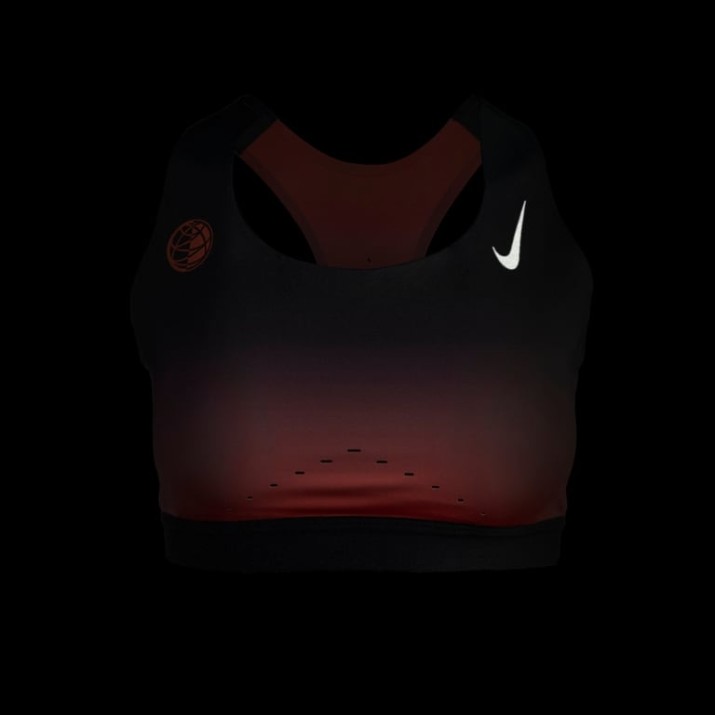 Bustieră Nike Swift Black/Bright Crimson/Metallic Silver, s.M