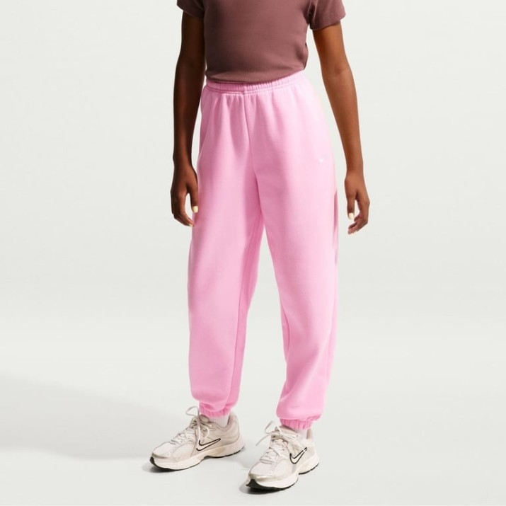 Pantaloni spotivi pentru copii Nike G Sportswear Studio Fleece Pink Rise/White, s.L
