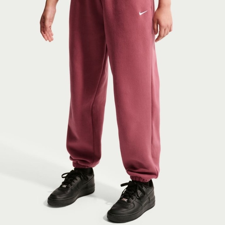 Pantaloni spotivi pentru copii Nike G Sportswear Studio Fleece Pink Smoke/White, s.XS