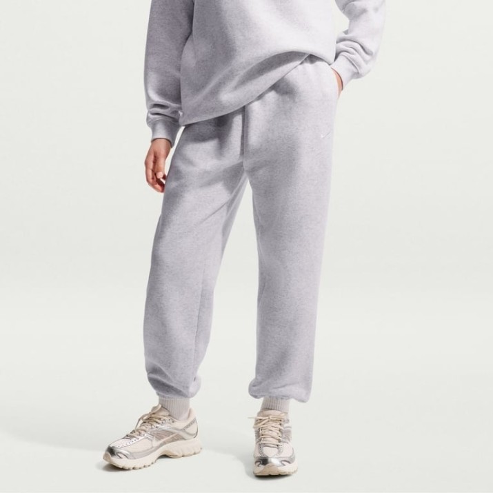 Pantaloni spotivi pentru copii Nike G Sportswear Studio Fleece Birch Heather/White, s.S