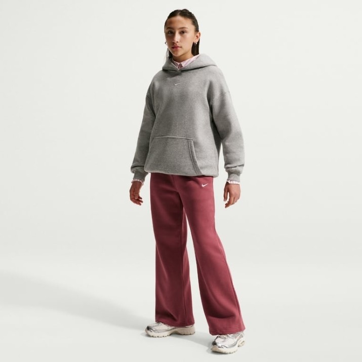 Pantaloni spotivi pentru copii Nike G Sportswear Studio Fleece Pink Smoke/White, s.M