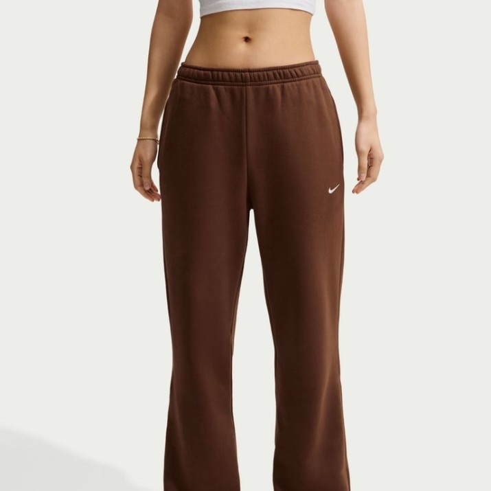Pantaloni spotivi de dame Nike Studio Fleece Medium Cacao Wow/Sail, s.M