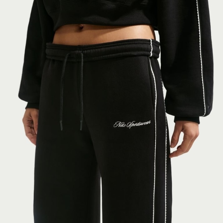 Pantaloni spotivi de dame Nike Studio Fleece Medium Weight Total Black/Sail, s.M