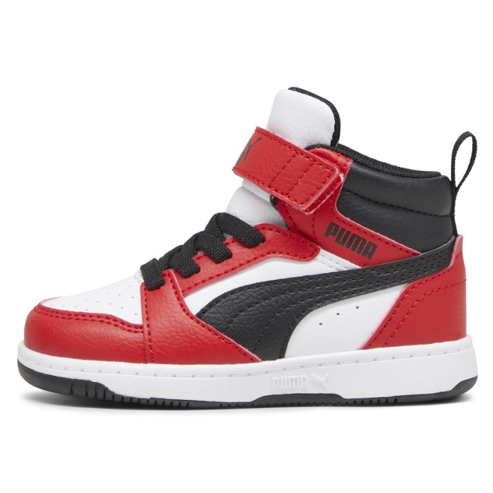 Bocanci pentru copii Puma Rebound V6 Mid Ac+ Inf Puma White/Black/For All Time Red, s.23