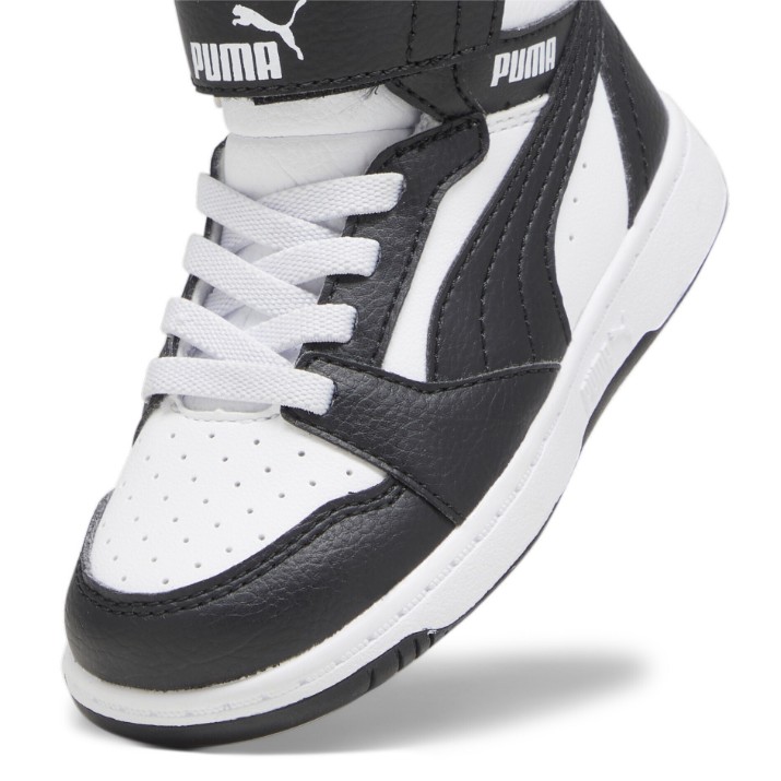 Bocanci pentru copii Puma Rebound V6 Mid Ac+ Inf Puma White/Black/Shadow Gray, s.21
