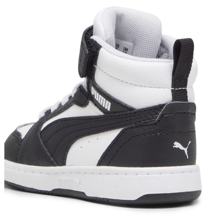 Bocanci pentru copii Puma Rebound V6 Mid Ac+ Inf Puma White/Black/Shadow Gray, s.22
