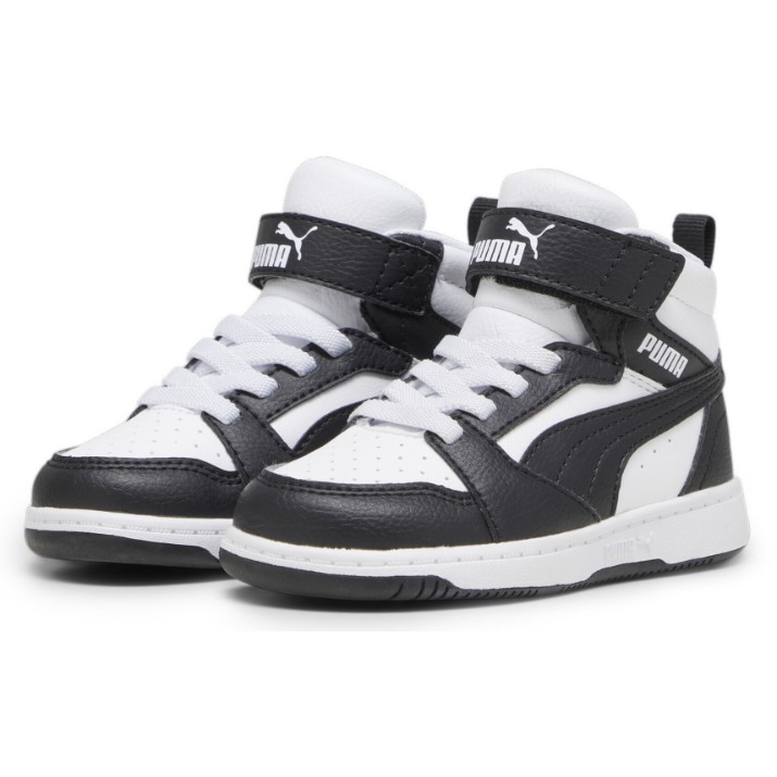 Ботинки детские Puma Rebound V6 Mid Ac+ Inf Puma White/Black/Shadow Gray, s.23