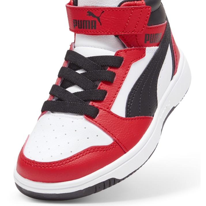 Ботинки детские Puma Rebound V6 Mid Ac+ Ps Puma White/Black/For All Time Red, s.28.5