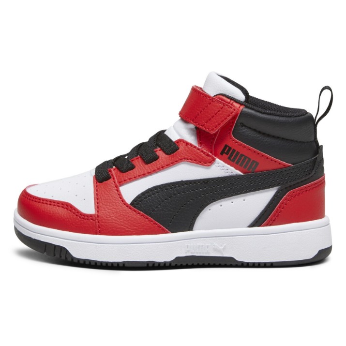 Bocanci pentru copii Puma Rebound V6 Mid Ac+ Ps Puma White/Black/For All Time Red, s.29