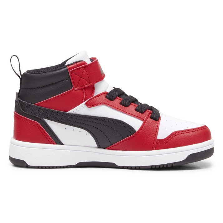 Bocanci pentru copii Puma Rebound V6 Mid Ac+ Ps Puma White/Black/For All Time Red, s.31.5
