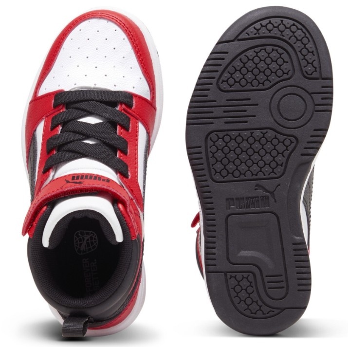 Ботинки детские Puma Rebound V6 Mid Ac+ Ps Puma White/Black/For All Time Red, s.32