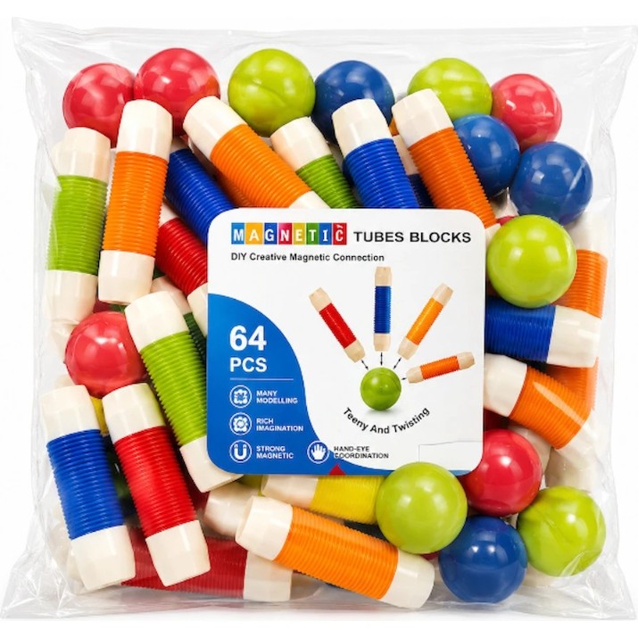 Конструктор New World Magnetic Tubes Blocks 64pcs (F-64)