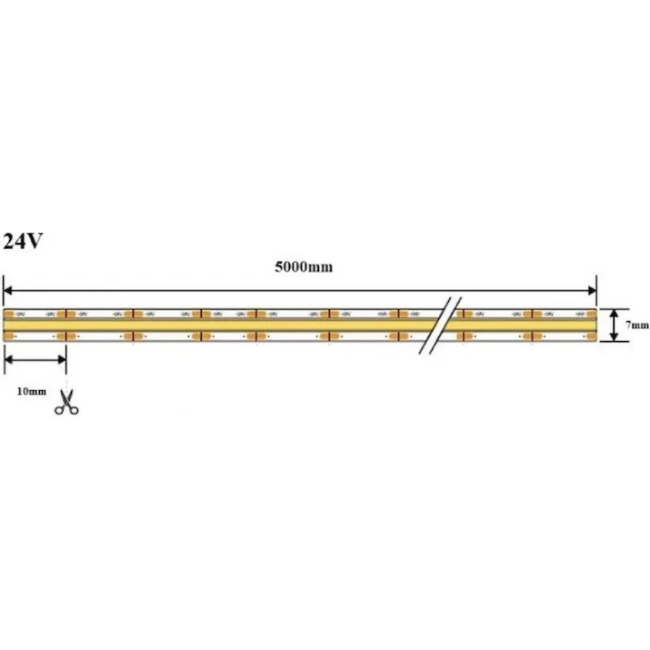 Bandă LED VL VL-COB320-7W-7mm-24V-IP20-4000K-OL