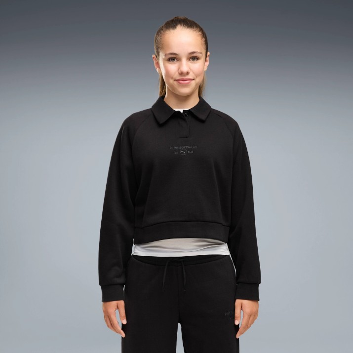 Hanorac pentru copii Puma Class Relaxed Cropped Fleece Puma Black, s.128