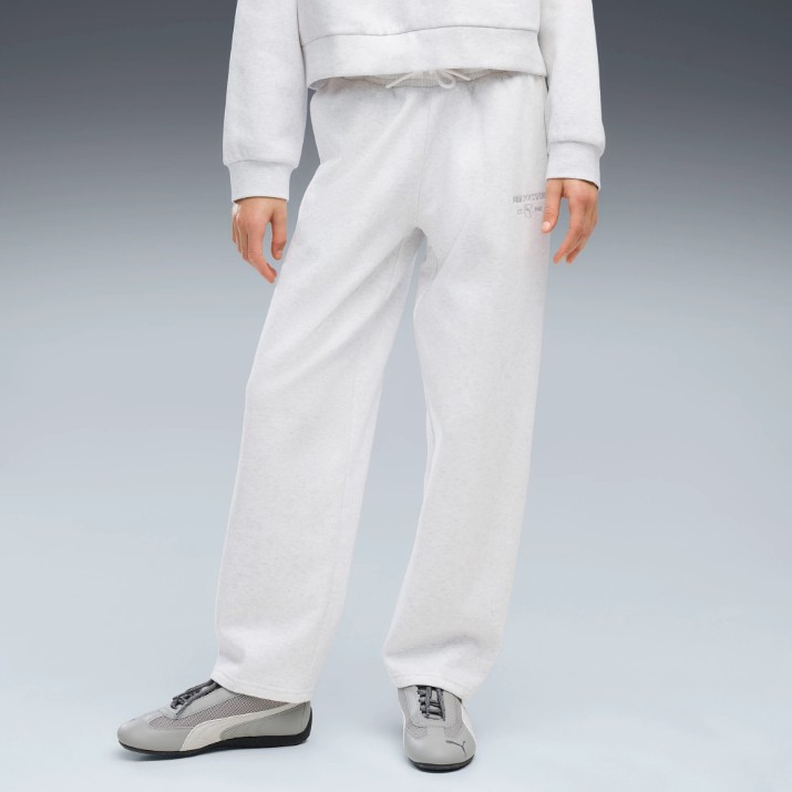 Pantaloni spotivi pentru copii Puma Class Straight Leg White Glow Heather, s.164