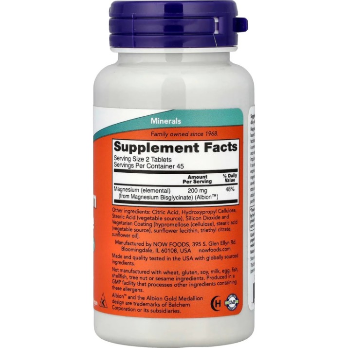 Vitamine NOW Magnesium Glycinate 100mg 90tab