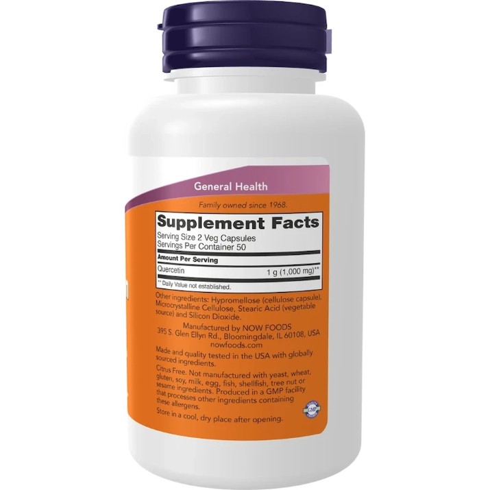 Пищевая добавка NOW Quercetin 500mg 100cap