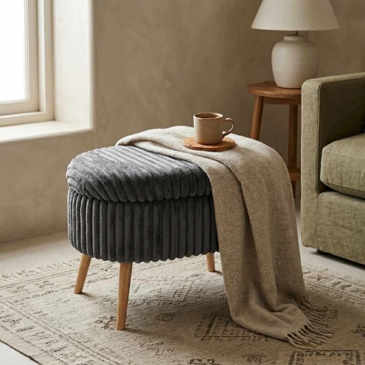 Пуф Atelier Del Sofa Mini Oslo Linen Anthracite