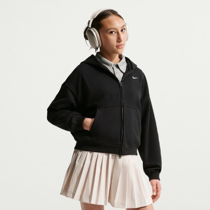 Hanorac pentru copii Nike Sportswear Studio Fleece Black/White, s.S