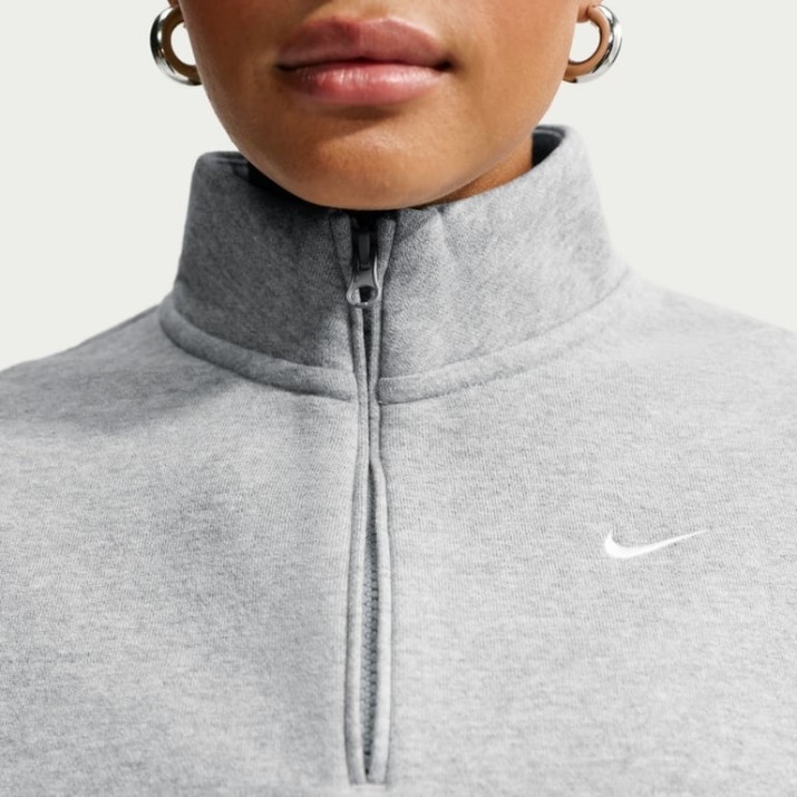 Женская толстовка Nike Studio Fleece Medium Weight Dark Grey Heather/Sail, s.XL