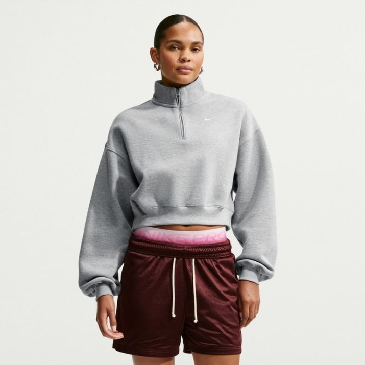 Hanorac damă Nike Studio Fleece Medium Weight Dark Grey Heather/Sail, s.L