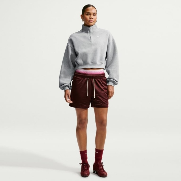 Женская толстовка Nike Studio Fleece Medium Weight Dark Grey Heather/Sail, s.XS