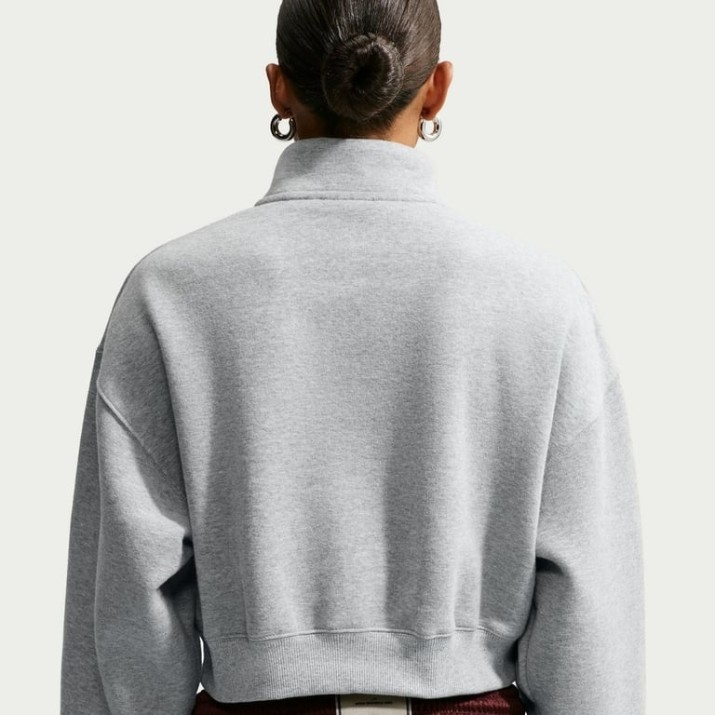 Женская толстовка Nike Studio Fleece Medium Weight Dark Grey Heather/Sail, s.XS