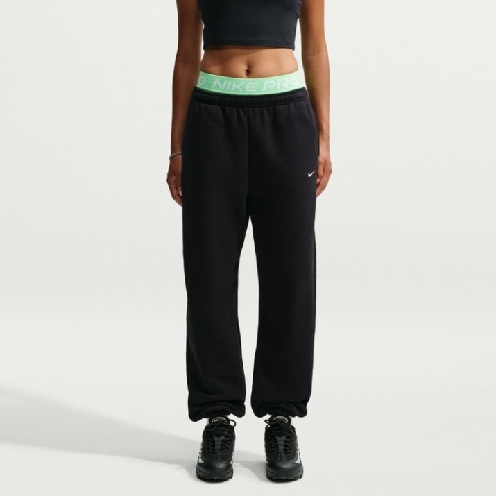 Женские спортивные штаны Nike Studio Fleece Medium Weight Total Black/Sail, s.XL