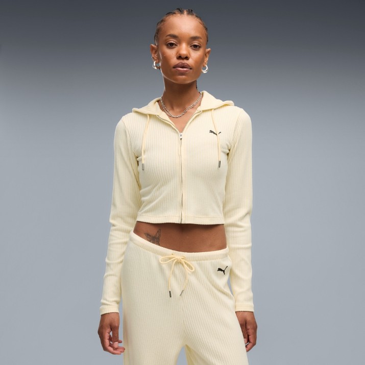 Hanorac damă Puma Ess Ribbed Full-Zip Soft Touch Buttercream Heather, s.L
