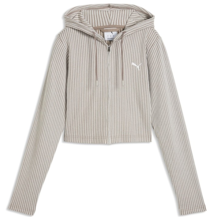 Hanorac damă Puma Ess Ribbed Full-Zip Soft Touch Mouse Gray Heather, s.XS