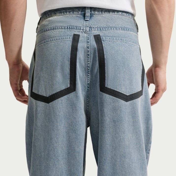 Pantaloni pentru bărbați Nike Sportswear Blue Denim/Black/Safety Orange, s.32