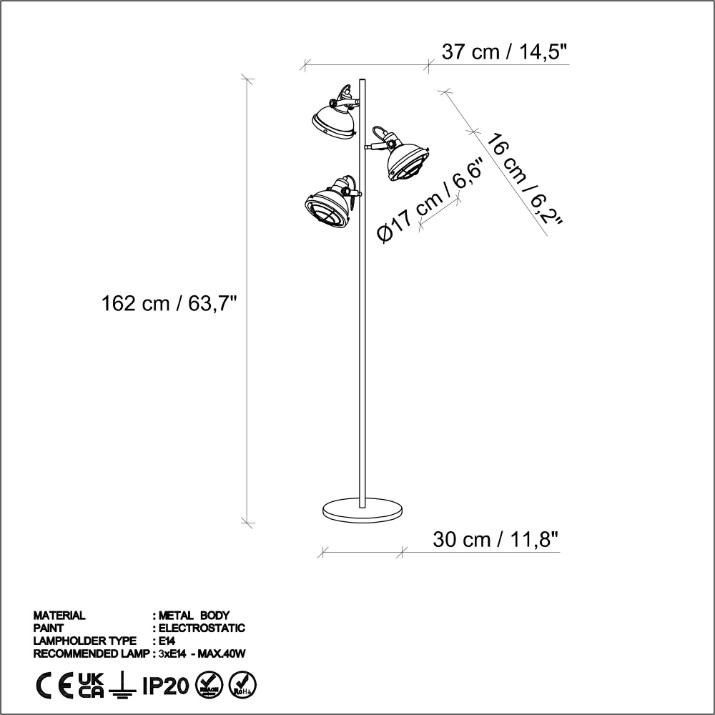 Lampadar Opviq Spoly 13795 Black