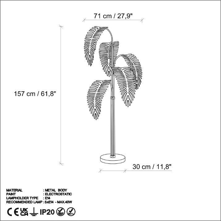 Lampadar Opviq Palm 13920 Black Green
