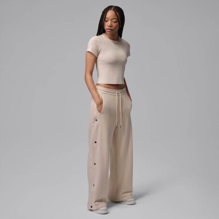 Pantaloni spotivi de dame Nike Flight Fleece French Terry Pearl White/Sail, s.S