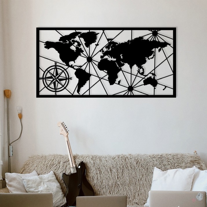 Декоративное панно Wallity World Map Large Metal Wall Decor