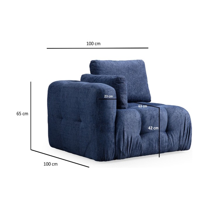 Canapea de colț Atelier Del Sofa Amaris 3 Seater With Pouffe Navy Blue