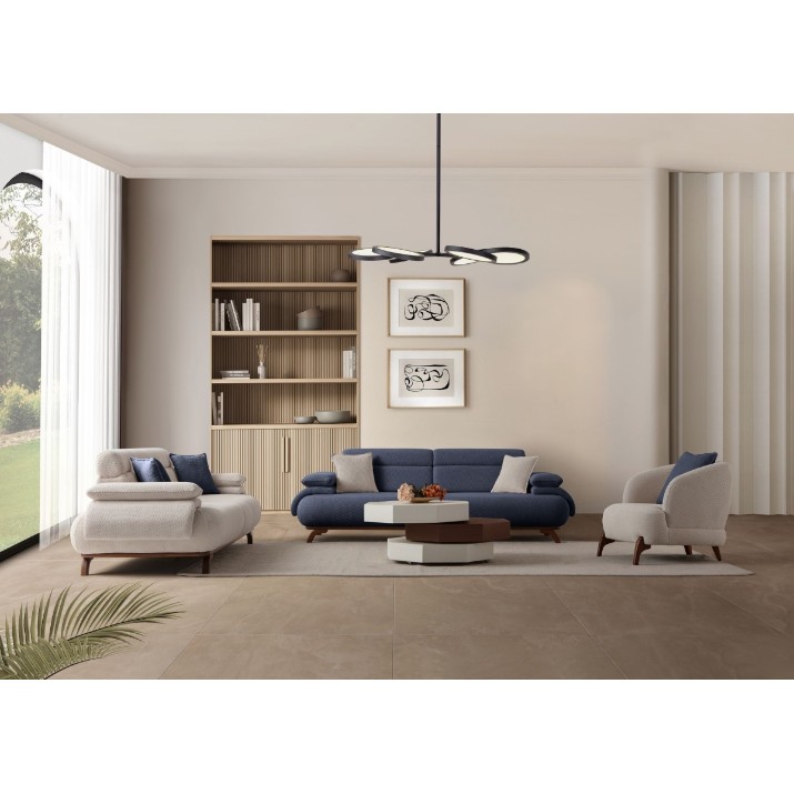 Canapea Atelier Del Sofa Bonjo Walnut Navy Blue
