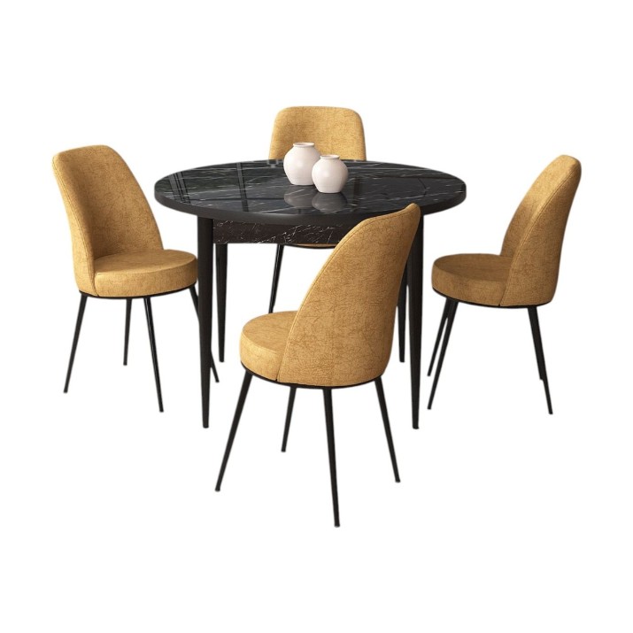 Set mobilă pentru bucătărie Hanah Home Tor Black Marble Cappuccino