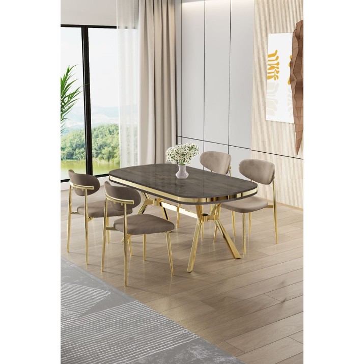 Комплект для столовой Hanah Home Olya Anthracite Gold Cappuccino