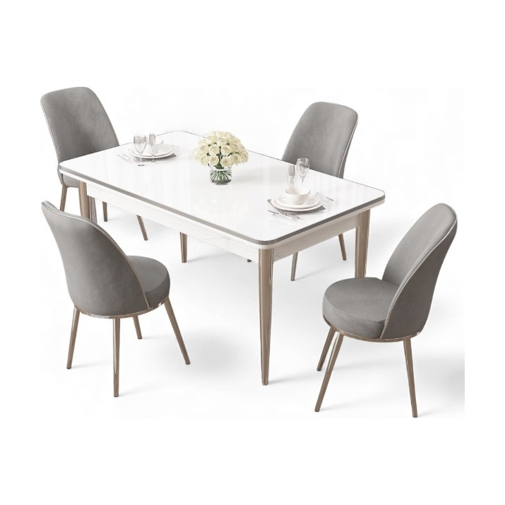 Комплект для столовой Hanah Home Rewa White Chrome Grey