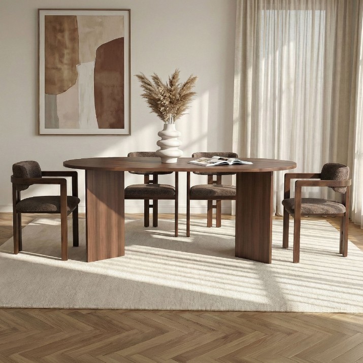 Комплект для столовой Hanah Home Meridia 4 Milano Walnut Dark Walnut Brown