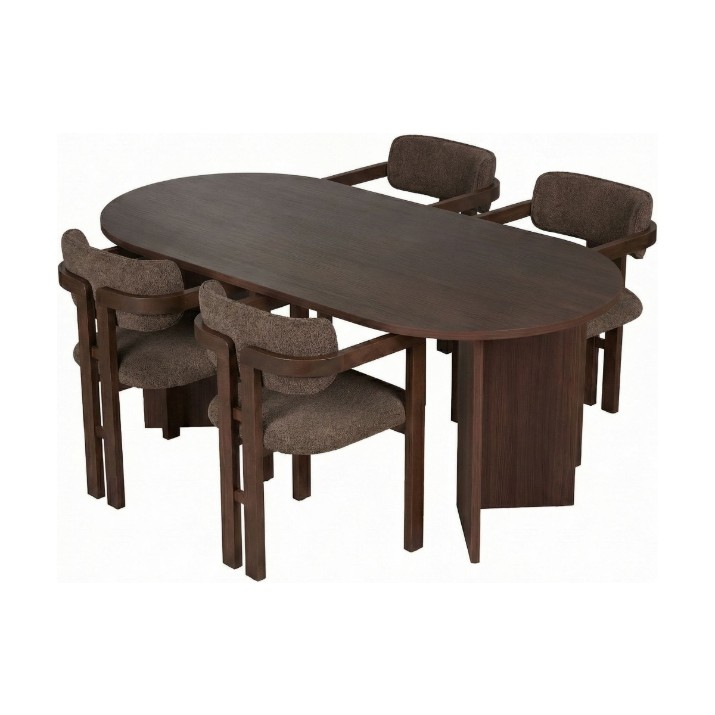 Комплект для столовой Hanah Home Meridia 4 Milano Walnut Dark Walnut Brown