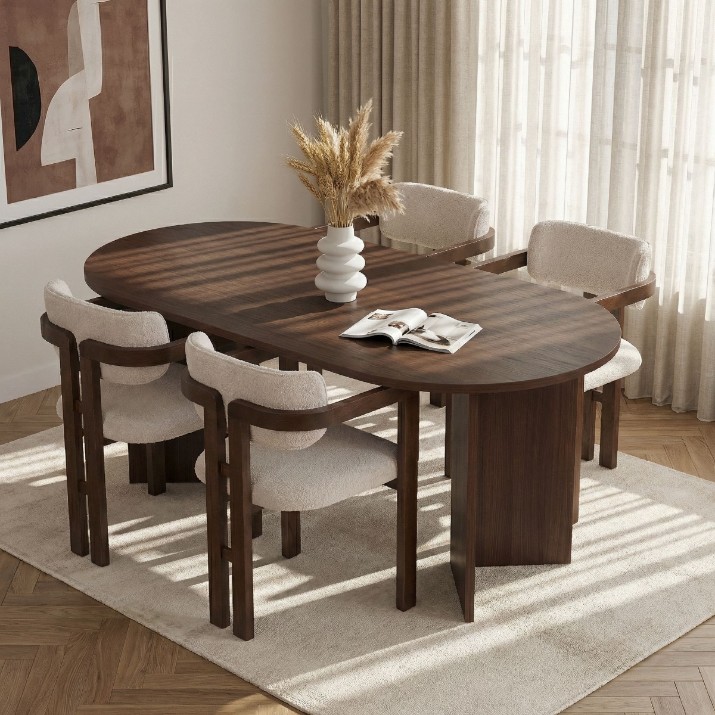 Комплект для столовой Hanah Home Meridia 4 Milano Walnut Dark Walnut White