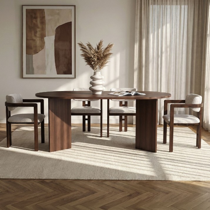 Комплект для столовой Hanah Home Meridia 4 Milano Walnut Dark Walnut White