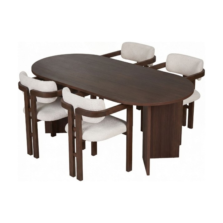 Комплект для столовой Hanah Home Meridia 4 Milano Walnut Dark Walnut White
