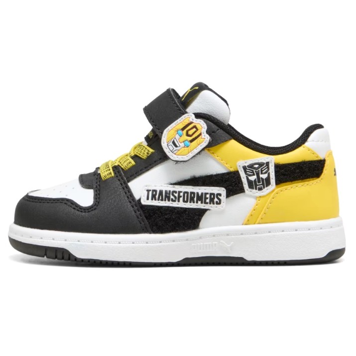 Ghete pentru copii Puma Rebound V6 Transformers Ac+ Puma White/Black/Bright Mango Yellow, s.20