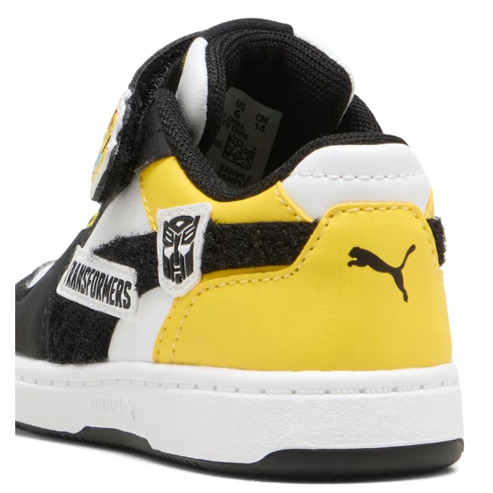 Ghete pentru copii Puma Rebound V6 Transformers Ac+ Puma White/Black/Bright Mango Yellow, s.20